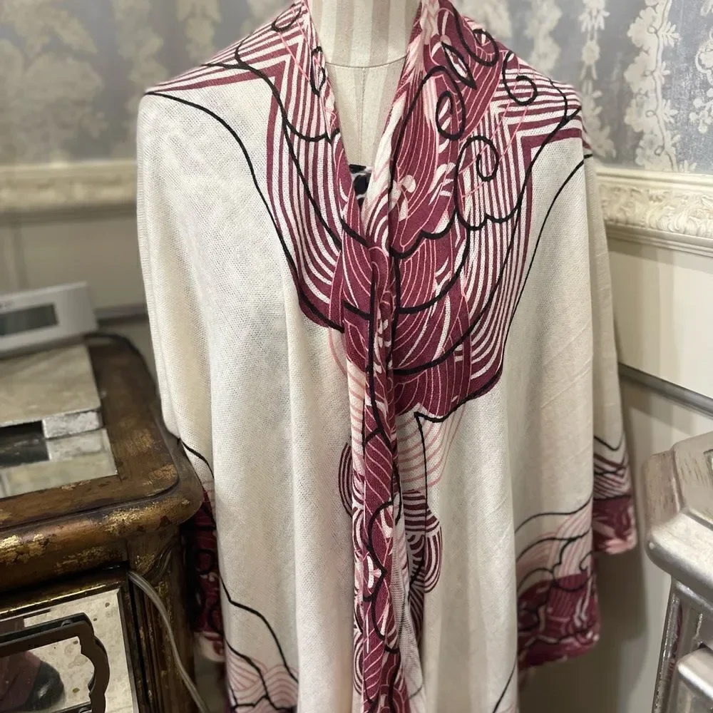 PINK & Cream Shawl cape wrap!